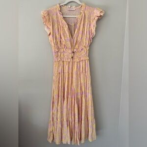 Karlie Ruffle Sleeve Tiered Midi Dress